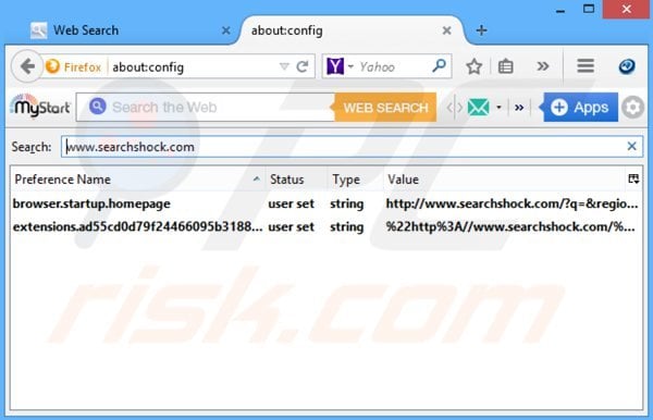 Verwijder searchshock.com als standaard zoekmachine in Mozilla Firefox 