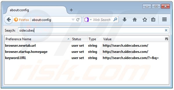 Verwijder search.sidecubes.com als standaard zoekmachine in Mozilla Firefox