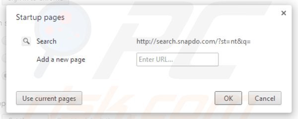 Verwijder snapdo.com als startpagina in Google Chrome 