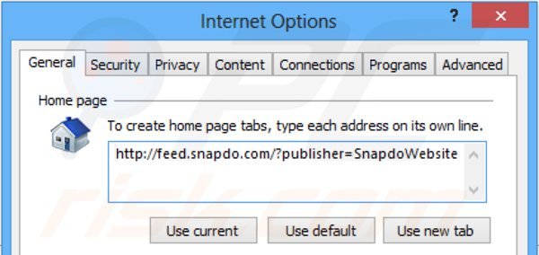 Verwijder snapdo.com als startpagina in Internet Explorer