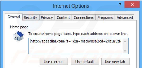 Verwijder speedial.com als startpagina in Internet Explorer 