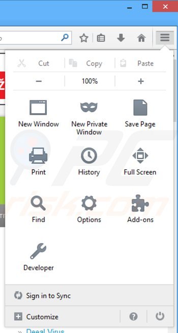 Verwijder today's best online deals advertenties uit Mozilla Firefox stap 1