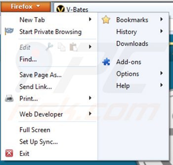 Verwijder de v-bates shopper advertenties uit Mozilla Firefox stap 1
