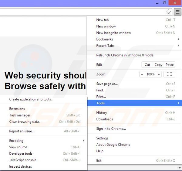 Verwijder de Browser Hero advertenties uit Google Chrome stap 1