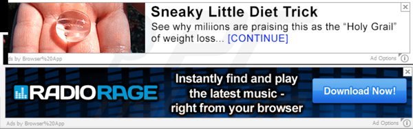 browser app adware genereert intrusieve banner advertenties