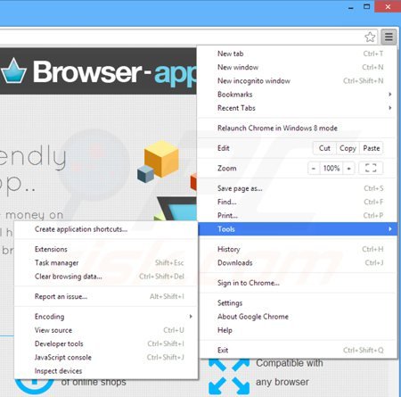 Verwijder de browser app advertenties uit Google Chrome stap 1