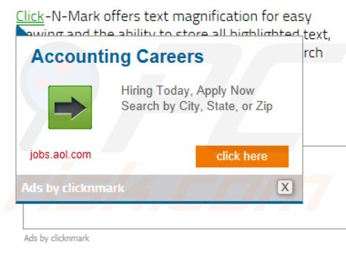 clicknmark adware genereert intrusieve online advertenties