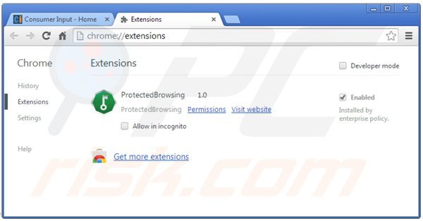 Verwijder consumerinput uit Google Chrome stap 2