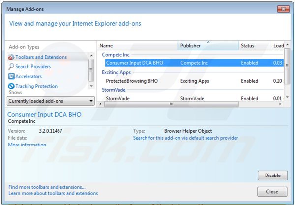 Removing consumerinput from Internet Explorer step 2