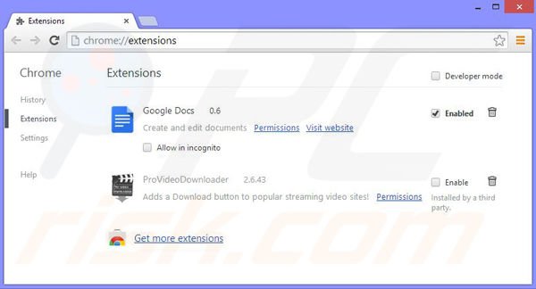 Verwijder Movie Wizard uit Google Chrome stap 2