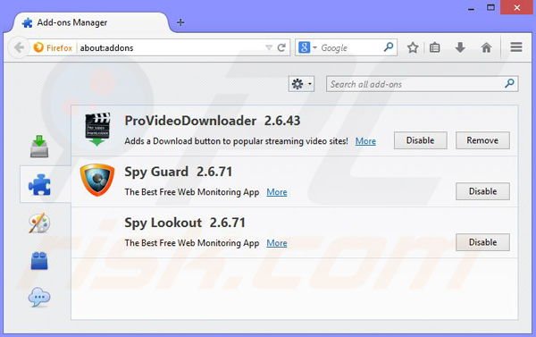 Verwijder Movie Wizard uit Mozilla Firefox stap 2