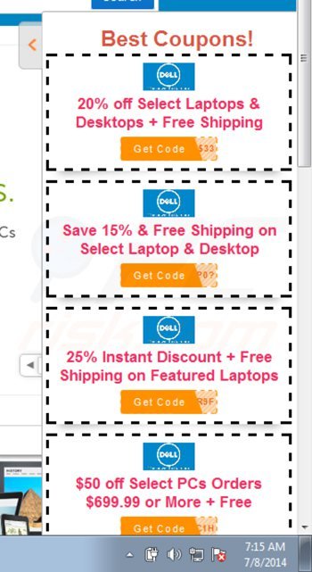 browseignite adware genereert coupon advertenties