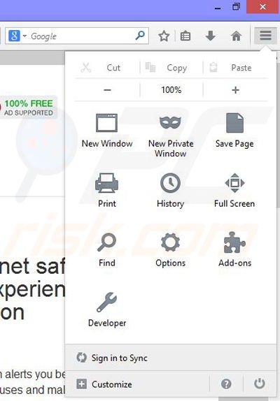 Verwijder de BrowserChampion advertenties uit Mozilla Firefox stap 1