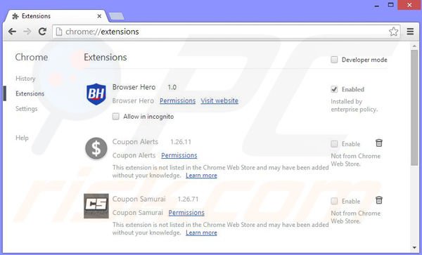 Verwijder de Browser Guard advertenties uit Google Chrome stap 2