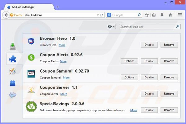 Verwijder de Browser Guard advertenties uit Mozilla Firefox stap 2