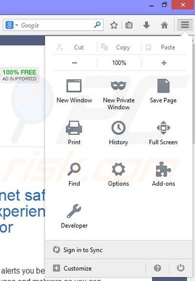 Verwijder de BrowserProtector advertenties uit Mozilla Firefox stap 1