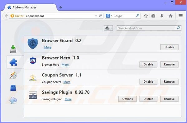 Verwijder de BrowserWarden advertenties uit Mozilla Firefox stap 2
