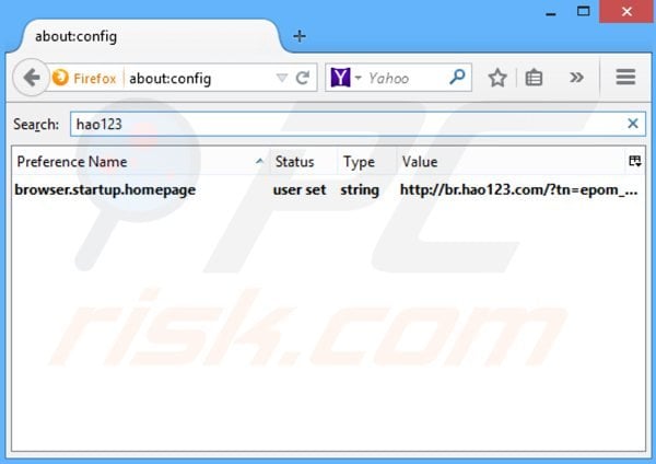 Verwijder hao123.com als standaard zoekmachine in Mozilla Firefox