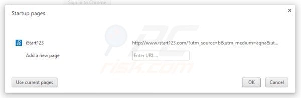 Verwijder istart123.com als startpagina in Google Chrome