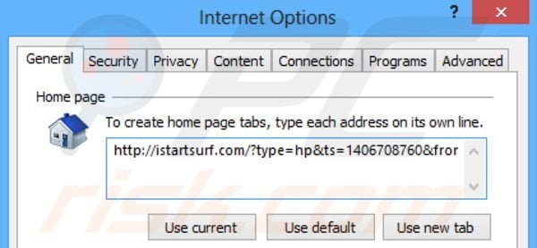 Verwijder istartsurf.com als startpagina in Internet Explorer