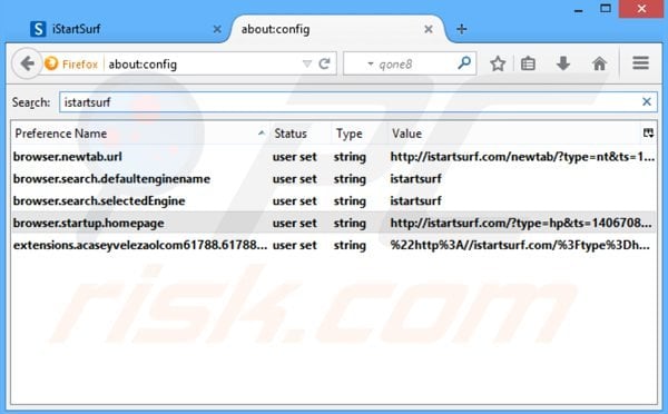 Verwijder istartsurf.com als standaard zoekmachine in Mozilla Firefox