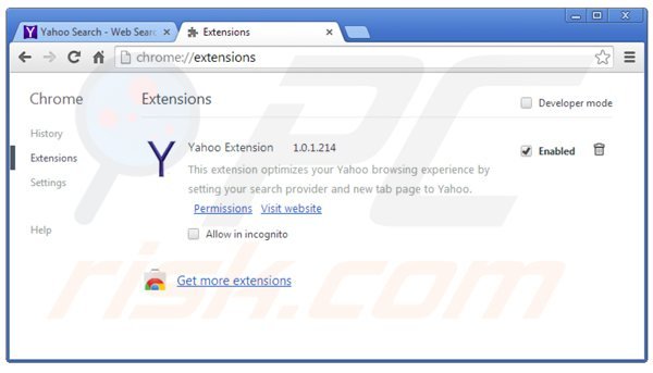 Verwijder keepmysettingsx uit de Google Chrome extensies