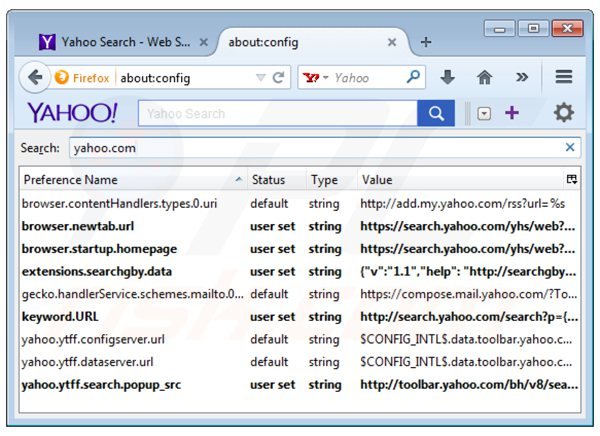Verwijder keepmysettingsx als standaard zoekmachine in Mozilla Firefox