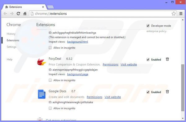 Verwijder de PassWizard advertenties uit Google Chrome stap 2