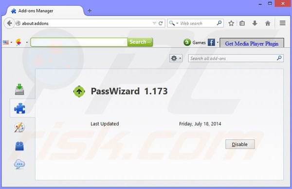 Verwijder de PassWizard advertenties uit Mozilla Firefox stap 2