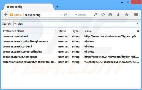 Verwijder searches.vi-view.com als standaard zoekmachine in Mozilla Firefox