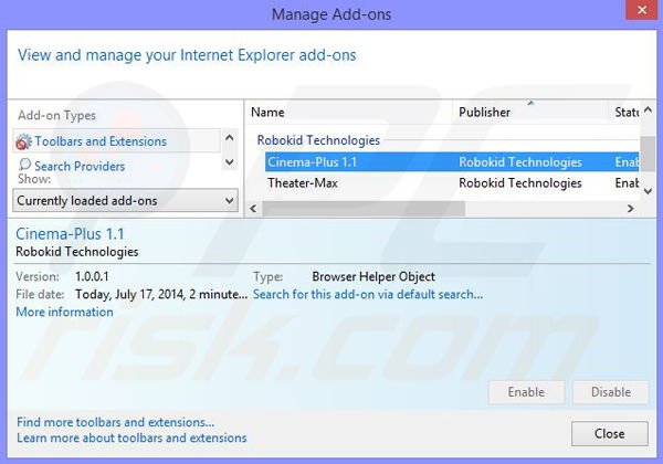 Verwijder de Theater-Max advertenties uit Internet Explorer stap 2