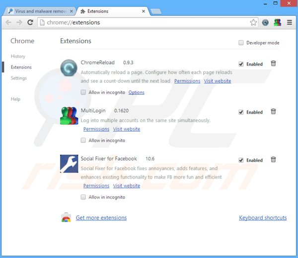 Verwijder de browser shop advertenties uit Google Chrome stap 2