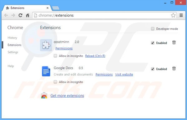 Verwijder de browsers apps + advertenties uit Google Chrome stap 2