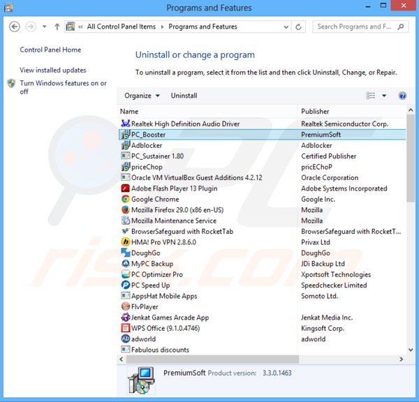 websearch.fixsearch.info browser hijacker verwijdering via het Controle Panel