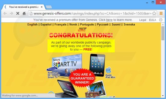 genesis adware genereert intrusieve pop-up advertenties