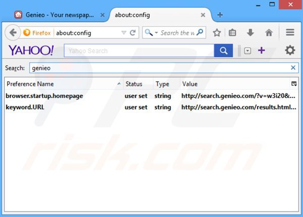 Verwijder search.genieo.com als standaard zoekmachine in Mozilla Firefox