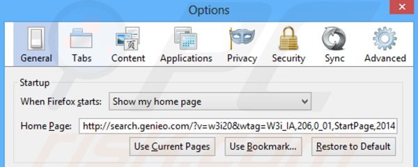 Verwijder search.genieo.com als startpagina in Mozilla Firefox