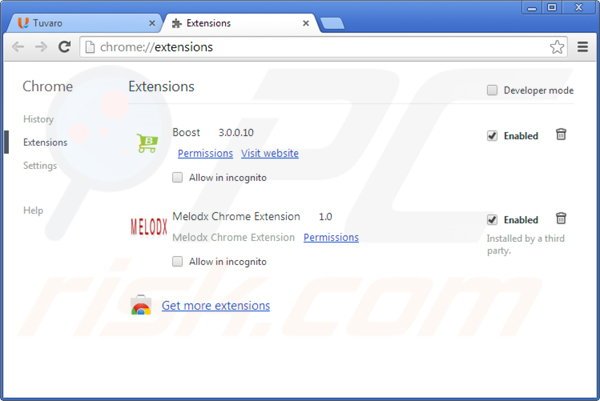 Verwijder de Melodx advertenties uit Google Chrome stap 2