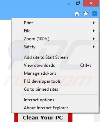 Verwijder de monkeytize advertenties genererende plugins uit Internet Explorer stap 1