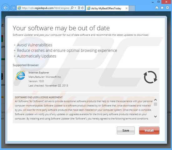 mybestofferstoday adware genereert pop-up advertenties