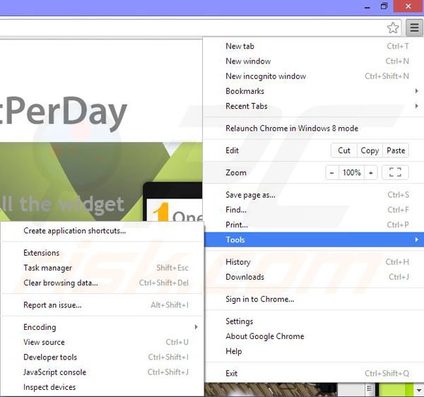 Verwijder de OneSoftPerDay advertenties uit Google Chrome stap 1
