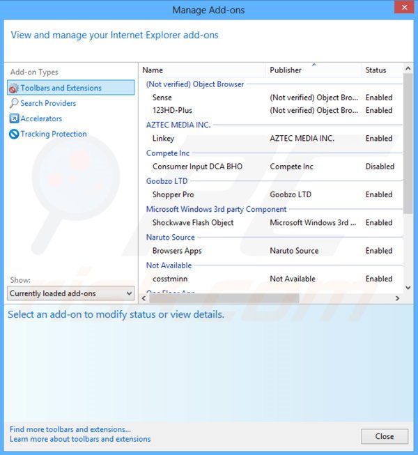 Verwijder de 123HD-Plus advertenties uit Internet Explorer stap 2