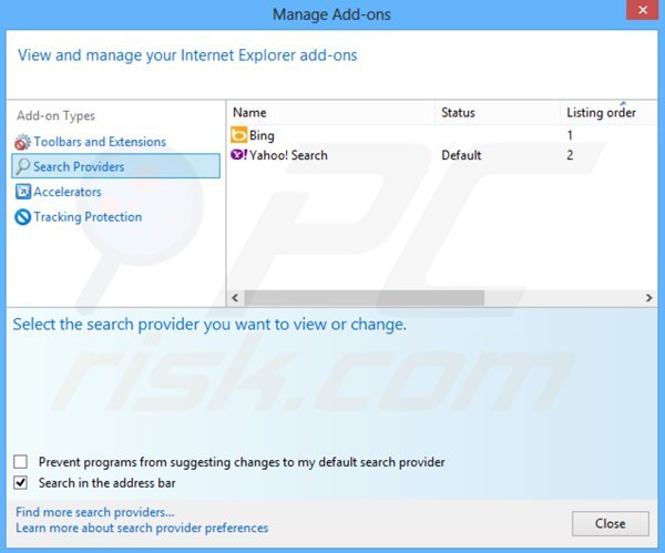 Verwijder portalsepeti.com als standaard zoekmachine in Internet Explorer
