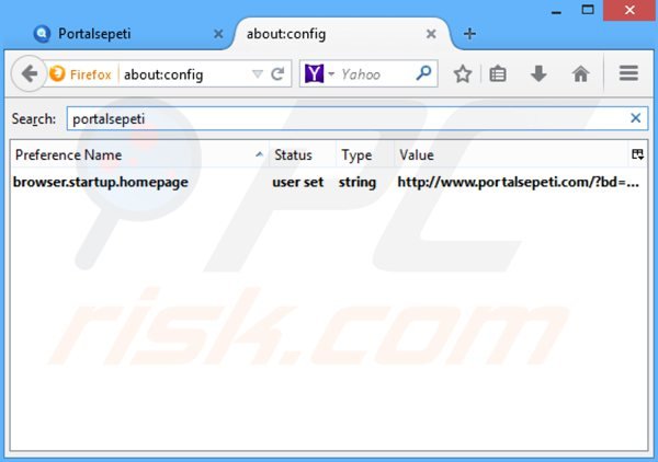 Verwijder portalsepeti.com als standaard zoekmachine in Mozilla Firefox