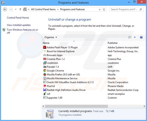 portalsepeti.com browser hijacker verwijdering via het Controle Paneel