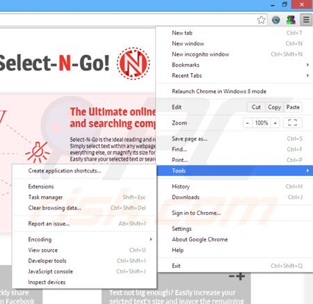 Verwijder de selectngo advertenties uit Google Chrome stap 1