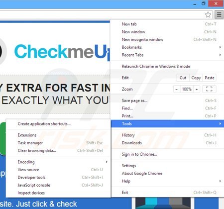 Verwijder de CheckMeUp advertenties uit Google Chrome stap 1