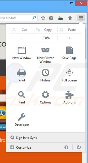 Verwijder de DesktopDock advertenties uit Mozilla Firefox stap 1