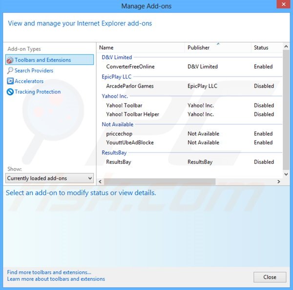 Verwijder aan KNCTR gerelateerde adware uit Internet Explorer stap 2