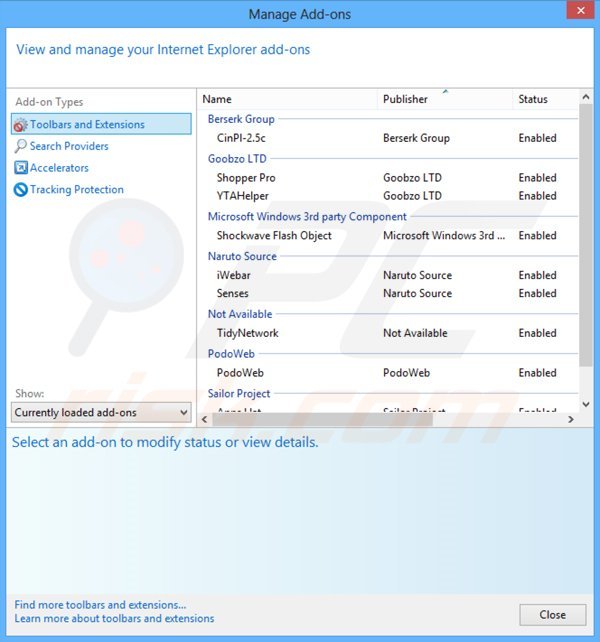 Verwijder StormWatch advertenties uit Internet Explorer stap 2